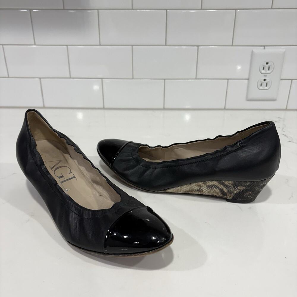 AGL | Wedges Shoes Leather Black Work Wear Career- Size 10.5 40.5